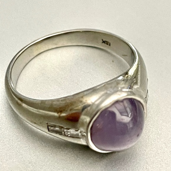 18k White Gold Star Sapphire Ring - Picture 3 of 14